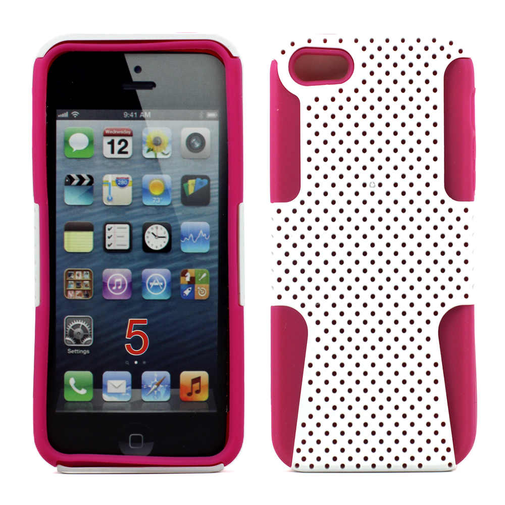 iPHONE 5S 5 Mesh Hybrid Case (White-Pink)